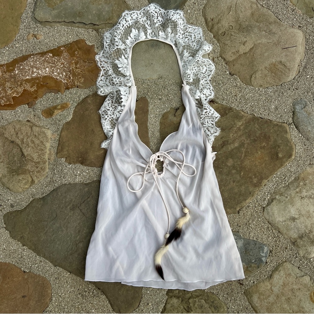Vintage Dolce & Gabbana Bohemian Cream Silk and Lace Top IT 40, Small